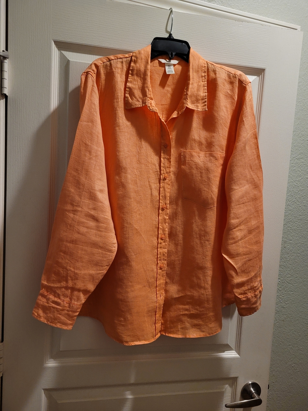 H&M Orange Button-Down Linen Shirt